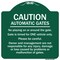 Signmission Caution Automatic Gates No Playing Gate Is Timed For One Vehicle Management Not Respo, GW-1818-9992 A-DES-GW-1818-9992 - alternate 1